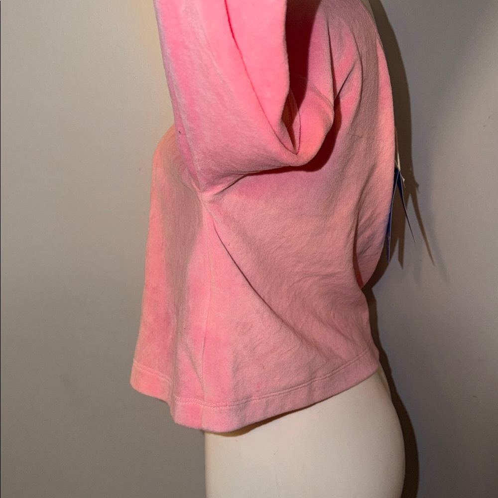 adidas Ladies Relaxed Risqué velour off the shoulder sweatshirt-Vibrant pink - Picture 10 of 14